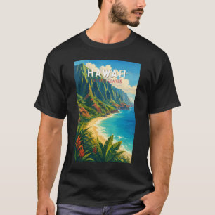 Camiseta Ilustração de viagem de arte vintage do Havaí