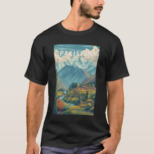 Camiseta Ilustração de Viagem de Arte Vintage do Paquistão
