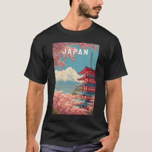 Camiseta Ilustração de Viagem de Arte Vintage Japão