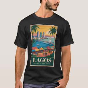 Camiseta Ilustração de viagem de arte vintage Lagos Nigéria