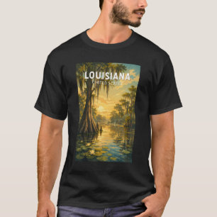 Camiseta Ilustração de Viagem de Arte Vintage Louisiana