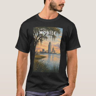 Camiseta Ilustração de Viagem de Arte Vintage Mobile Alabam