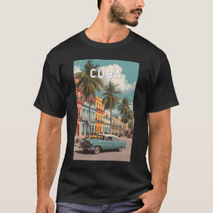 Camiseta Ilustração de Viagem de Cuba Arte Vintage