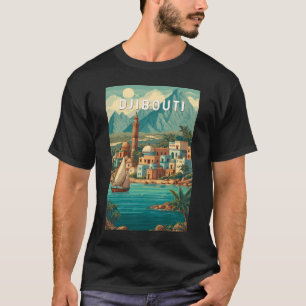 Camiseta Ilustração de viagem de Djibouti Arte Vintage