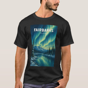 Camiseta Ilustração de Viagem de Fairbanks Alasca Vintage