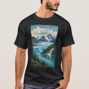 Camiseta Ilustração de Viagem de Juneau Alasca Vintage