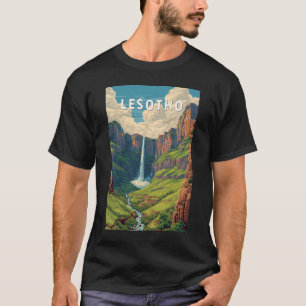 Camiseta Ilustração de viagem de Lesoto Arte Vintage