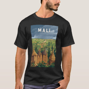 Camiseta Ilustração de Viagem de Mali Arte Vintage