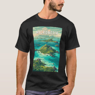 Camiseta Ilustração de Viagem de Micronésia Arte Vintage