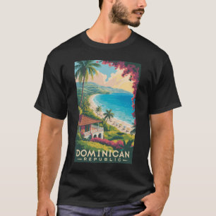 Camiseta Ilustração de Viagem de Praia da República Dominic