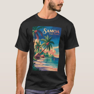 Camiseta Ilustração de viagem de Samoa Praia Arte Vintage