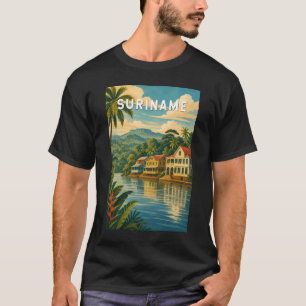Camiseta Ilustração de viagem de Suriname Arte Vintage