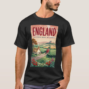 Camiseta Ilustração de Viagem do Campo Inglês Arte Retro