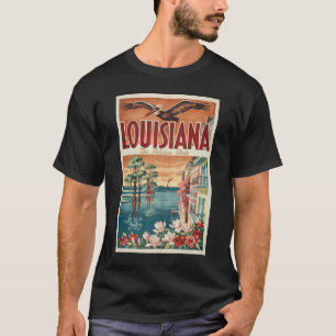 Camiseta Ilustração de viagem do estado do pelicano da Loui