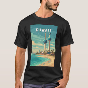 Camiseta Ilustração de viagem do Kuwait Arte Vintage
