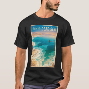 Camiseta Ilustração de Viagem do Mar Morto Arte Vintage