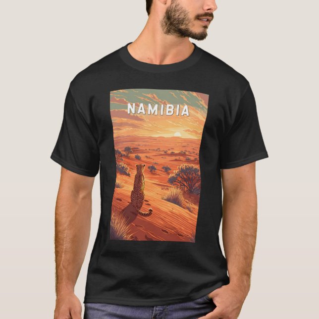 Camiseta Ilustração de viagem vintage da Namíbia (Frente)