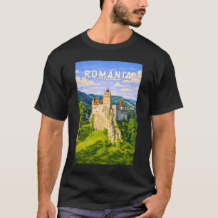 Camiseta Ilustração de viagem vintage da Romênia