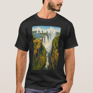Camiseta Ilustração de viagem vintage da Zâmbia