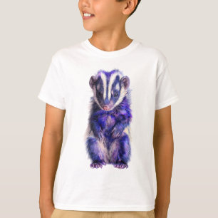 Camiseta Ilustração de Vida Selvagem de Gambá Manchado Roxo