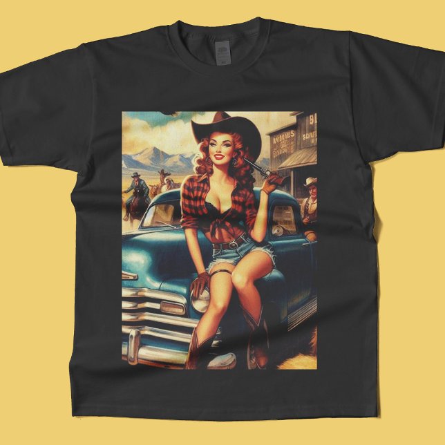 Camiseta Ilustração de Vintage Country Girl (Criador carregado)