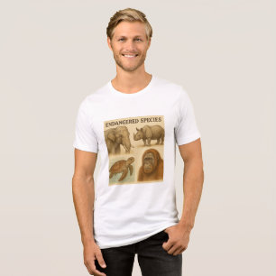 Camiseta Ilustração de Vintagem de Espécies Ameaçadas