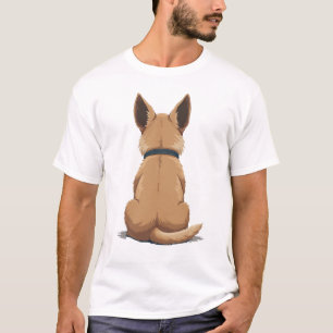 Camiseta Ilustração de Vista Posterior de Cachorro Antigo c