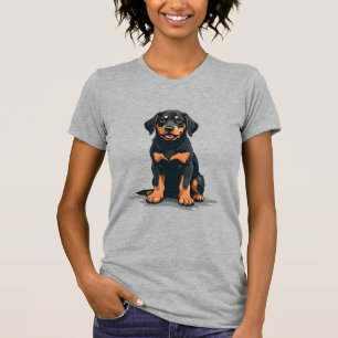 Camiseta Ilustração de Vista Posterior de Cachorro Preto e