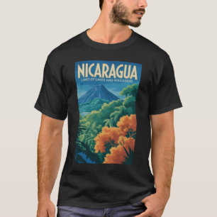 Camiseta Ilustração de vulcão da Nicarágua, arte de viagem
