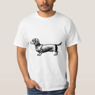 Camiseta Ilustração de Xilogravura Vintage de Dachshund