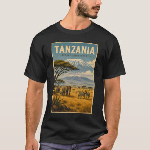 Camiseta Ilustração de Zebra de Safári na Tanzânia Arte de