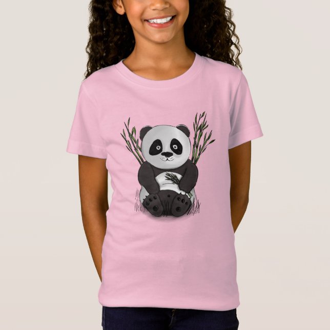 Camiseta Ilustração desenhada à mão de panda com fome (Frente)
