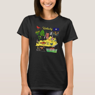 Camiseta Ilustração Desenhada À Mão Do Kentucky Map Tourist