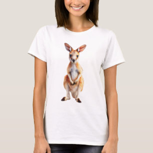 Camiseta Ilustração Digital de Canguru Dourado Adorável