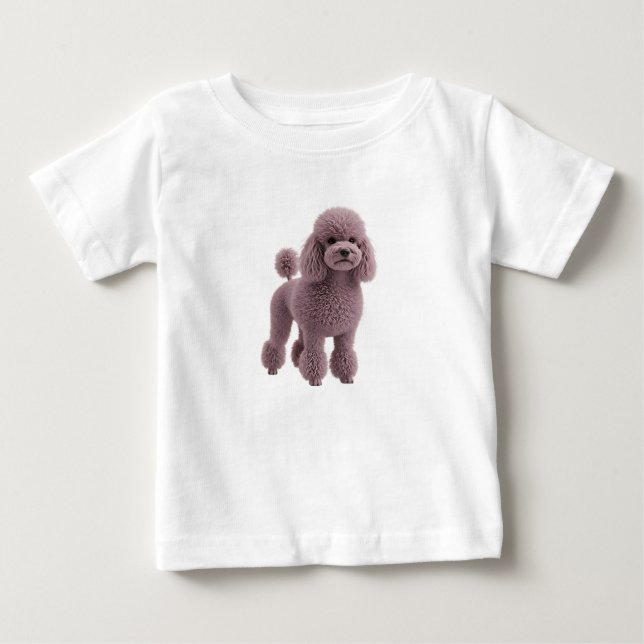 Camiseta Ilustração Digital de Poodle Roxo (Frente)