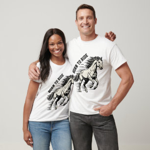 Camiseta Ilustração Dinâmica de Design de Cavalo – Nascido