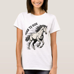 Camiseta Ilustração Dinâmica de Design de Cavalo – Nascido