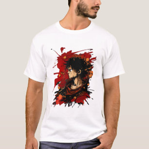 Camiseta Ilustração Dinâmica do Luffy com Tripulação em Est