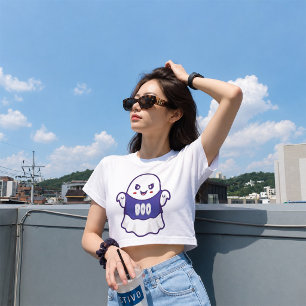 Camiseta Ilustração Divertida de Fantasma Assustador para D