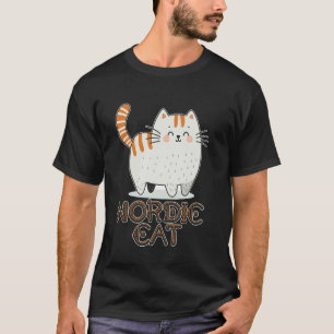 Camiseta Ilustração Divertida de Gato Nórdico Adorável