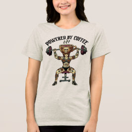 Camiseta Ilustração Divertida de Treino de Fitness com Café
