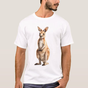 Camiseta Ilustração do Canguru Australiano Dourado em Preto