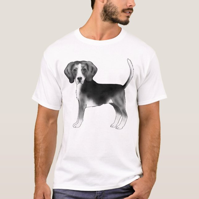 Camiseta Ilustração Do Cão De Beagle Em Preto E Branco (Frente)