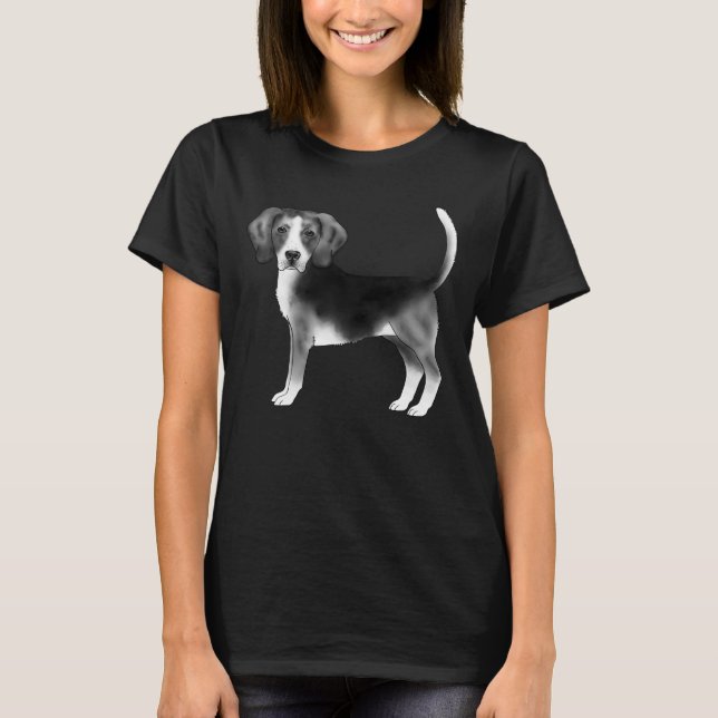 Camiseta Ilustração Do Cão De Beagle Em Preto E Branco (Frente)