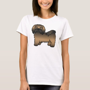 Camiseta Ilustração do Cão de Cartoon Bonito Brindle Havane