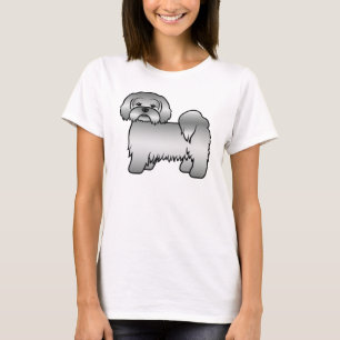 Camiseta Ilustração do Cão de Cartoon Bonito de Lhasa Apso