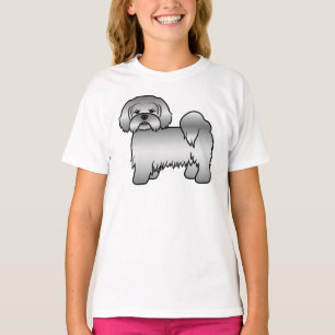 Camiseta Ilustração do Cão de Cartoon Bonito de Lhasa Apso 