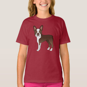 Camiseta Ilustração do Cão de Cartoon Castanho Terrier Cute