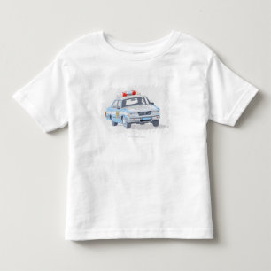 Camiseta Ilustração do carro de polícia com dois políci
