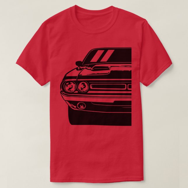 Camiseta Ilustração do carro de um Challenger RT Art Ameri  (Frente do Design)